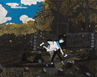 Abraham Lincoln y su padre (óleo sobre tabla) de Horace Pippin