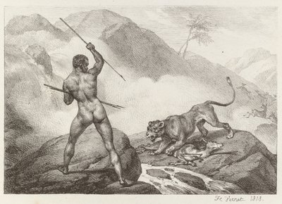 cazador africano de Emile Jean Horace Vernet