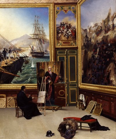 Hermano Philippe copiando el retrato del Marqués de Fontanes en el Museo de Versalles de Emile Jean Horace Vernet