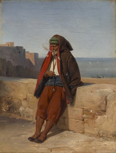 Un argelino fumando en pipa de Emile Jean Horace Vernet