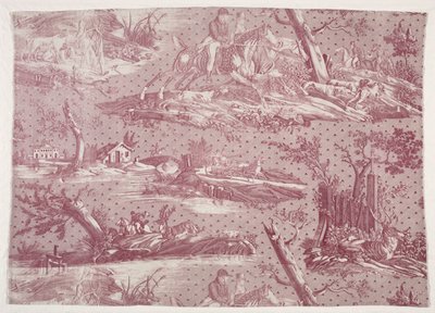 Fragmento de algodón impreso con diseño de escena de caza, c. 1815 de Emile Jean Horace Vernet