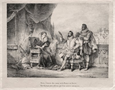 María de Médici y Enrique IV de Francia de Emile Jean Horace Vernet