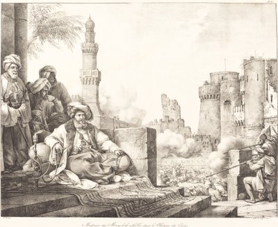 Masacre de los mamelucos rebeldes en el castillo de El Cairo de Emile Jean Horace Vernet