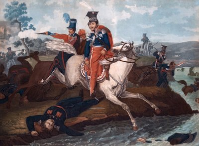 Muerte del Príncipe Jozef Poniatowski en la Batalla de Leipzig de Emile Jean Horace Vernet