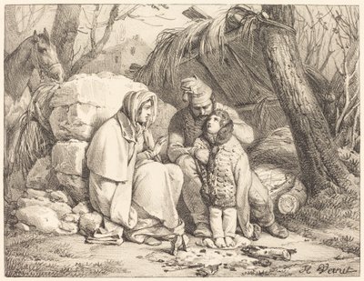 Familia de soldado acampada de Emile Jean Horace Vernet