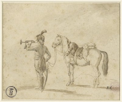 Trompetista junto al caballo de Emile Jean Horace Vernet