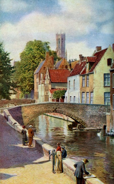 Puente y Muelle Verde, Brujas, Bélgica, c. 1924 de Horace W Nicholls