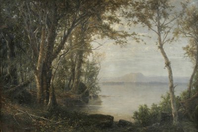 Monte Katahdin, paisaje con lago y montaña de Horace Wolcott Robbins