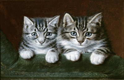 Dos gatitos atigrados (óleo sobre lienzo) de Horatio Henry Couldery