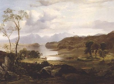 Loch Fad: Arran en la distancia de Horatio McCulloch