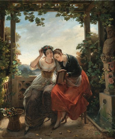 Chicas jóvenes mirándose en un espejo de Hortense Haudebourt Lescot