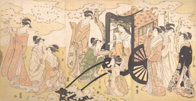 Excursión para Ver Cerezos en Flor por una Dama Noble y sus Acompañantes, ca. 1797 de Hosoda Eishi