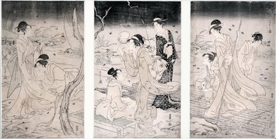 Cazando luciérnagas al anochecer, 1796-97 de Hosoda Eishi