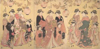 El desfile de Yoshiwara en otoño, ca. 1793 de Hosoda Eishi
