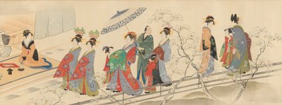 Tres dioses de la buena fortuna visitan el Yoshiwara..., principios del siglo XIX de Hosoda Eishi