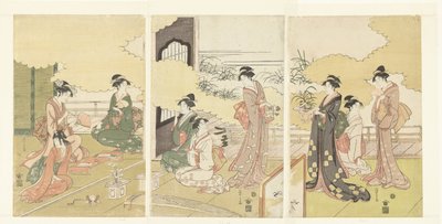 Mujeres en una habitación al aire libre de Hosoda Eishi