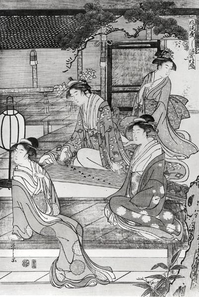 Mujer tocando el Koto de Hosoda Eishi