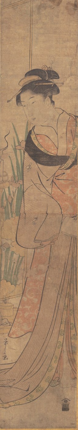 Joven dama y jardín de iris de Hosoda Eishi
