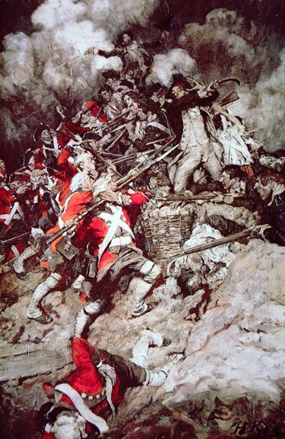 Subieron por el parapeto y pasaron por encima, a toda prisa, sobre los británicos, c.1897 de Howard (after) Pyle
