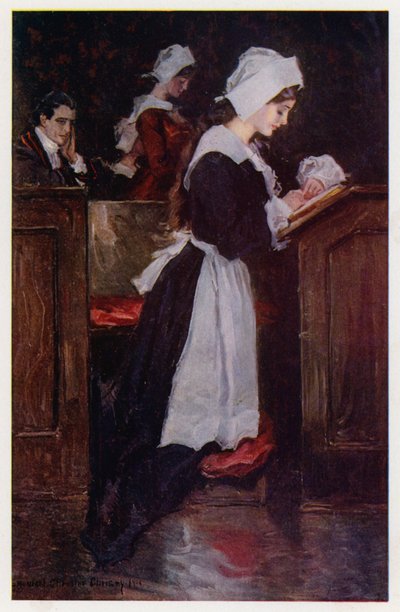 Ilustración para Evangeline, A Tale of Arcadie, de Henry Wadsworth Longfellow (litografía en color) de Howard Chandler (after) Christy