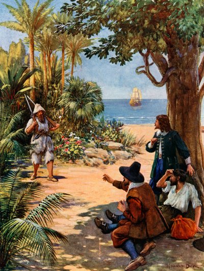 Ilustración para Robinson Crusoe de Howard Davie
