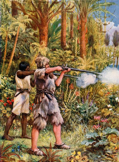 Ilustración para Robinson Crusoe de Howard Davie