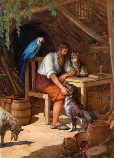 Ilustración para Robinson Crusoe de Howard Davie