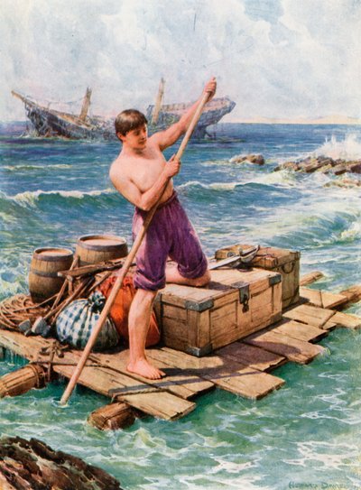 Ilustración para Robinson Crusoe de Howard Davie