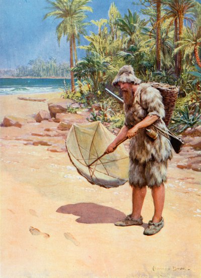 Ilustración para Robinson Crusoe de Howard Davie
