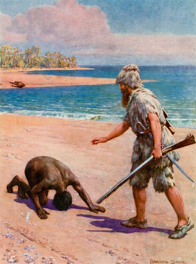 Ilustración para Robinson Crusoe de Howard Davie