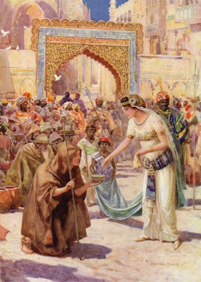 San Jorge y la princesa Sabra (litografía en color) de Howard Davie