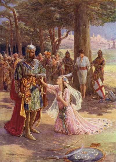 Santiago de España y la princesa Celestina (litografía en color) de Howard Davie