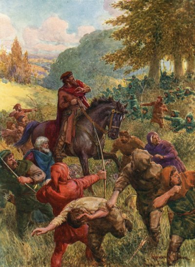 "El rescate de Sir Richard of the Lea" (litografía en color) de Howard Davie