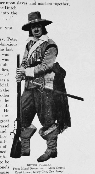 Un soldado holandés, de la decoración mural en el Palacio de Justicia del Condado de Hudson, Jersey City, Nueva Jersey de Howard Pyle