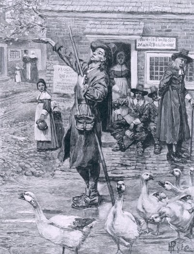 Un exhortador cuáquero en Nueva Inglaterra, ilustración de 