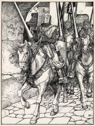 Se alejaron con cascos que chocaban y armaduras que sonaban de Howard Pyle