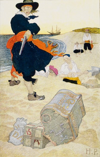 Tesoro enterrado, principios del siglo XX (ilustración de libro) de Howard Pyle