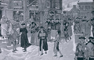 Mañana de Navidad en el Viejo Nueva York Antes de la Revolución, ilustración de Harper