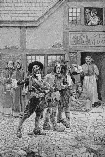 Coureurs de Bois, grabado por G.E. Johnson, ilustración de 