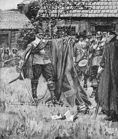 Endicott Cortando la Cruz de la Bandera Inglesa, ilustración de 