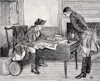 Hale recibiendo instrucciones de Washington de Howard Pyle