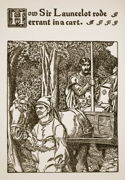 Cómo Sir Launcelot cabalgó errante en un carro, ilustración de 