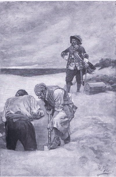 Kidd en la Isla de Gardiner, de El Libro de Piratas de Howard Pyle publicado por Harper & Bros, 1921 de Howard Pyle