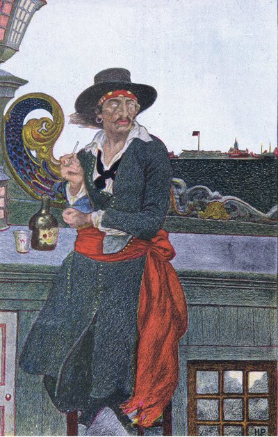 Kidd en la cubierta del Adventure Galley, de Howard Pyles Book of Pirates publicado por Harper & Bros, 1921 de Howard Pyle