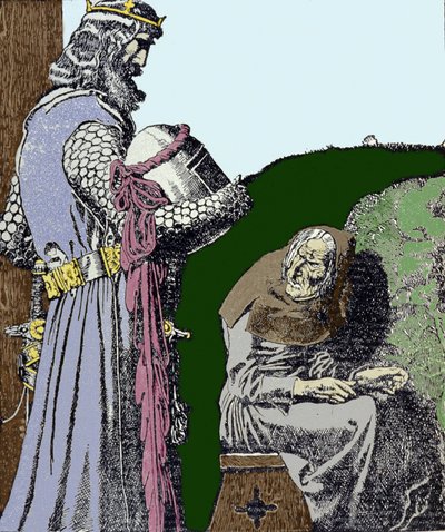 Rey Arturo y la bruja. Ilustración de Howard Pyle (1853 - 1911), ilustrador estadounidense. de Howard Pyle