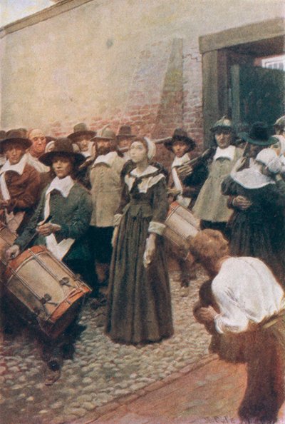 Mary Dyer camino al cadalso, ilustración de 