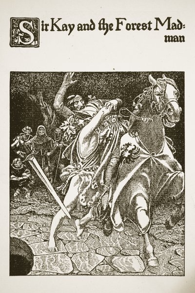 Sir Kay y el loco del bosque, ilustración de 