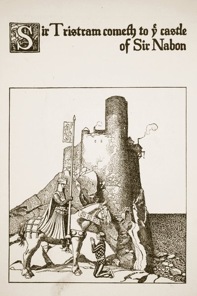Sir Tristram llega al castillo de Sir Nabon, ilustración de 