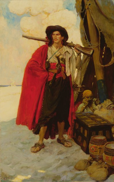 The Buccaneer Was a Picturesque Fellow, de "The Fate of Treasure Town" de Howard Pyle, publicado en Harper