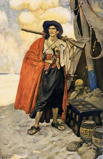 The Buccaneer was a Picturesque Fellow, principios del siglo XX (ilustración de libro) de Howard Pyle
